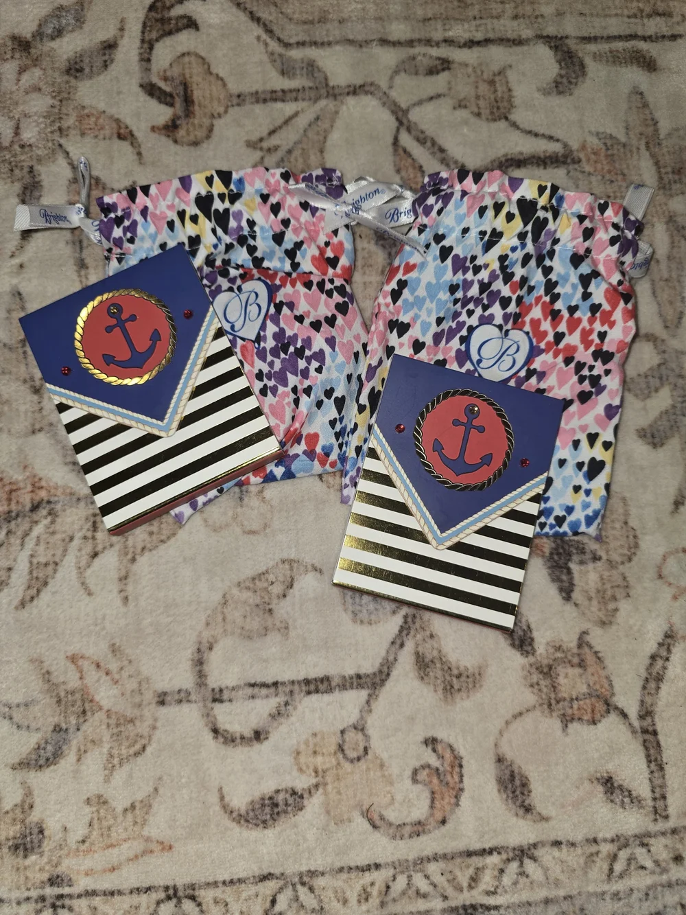 Brighton Branded Notepads Multicolor Heart Drawstring Dustbags *Set Of 2*